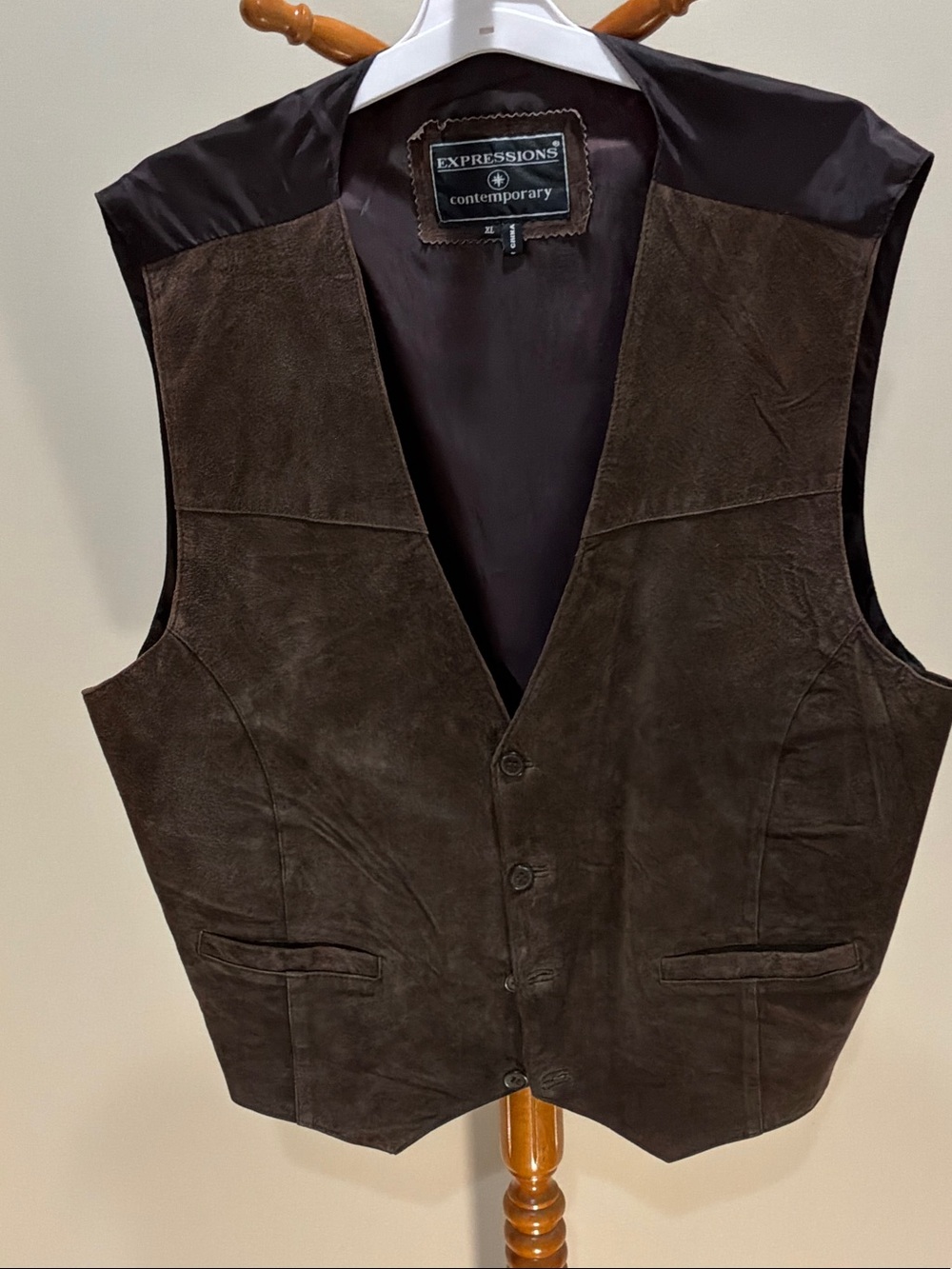 Expressions men’s  Brown Suede Vest western cowboy size XL